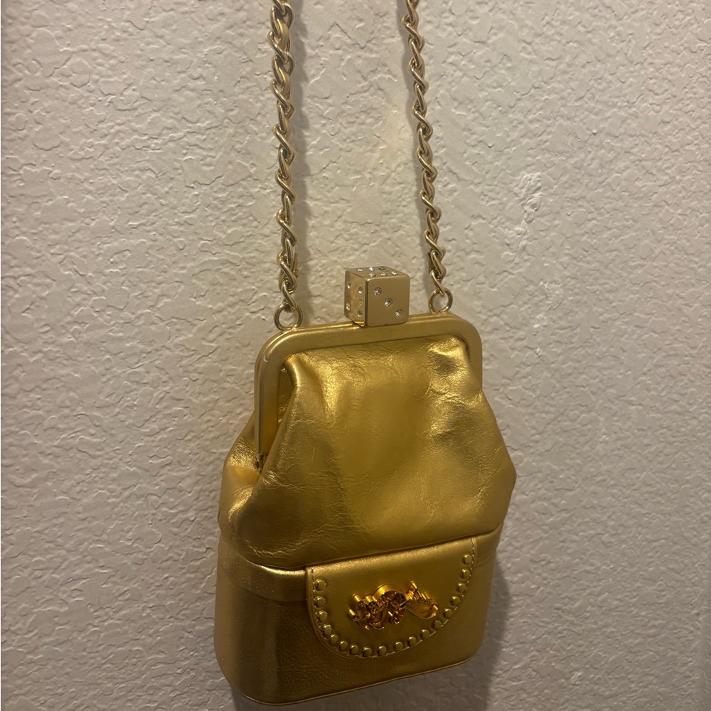 Betsey Johnson Gold Mini cords body Bag with Chain Strap